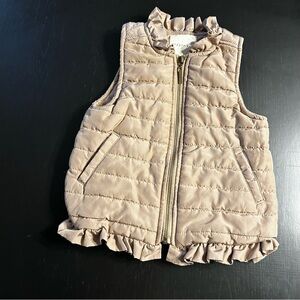 Copper Key Tan Ruffled Puffer Vest